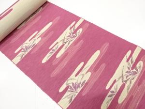 アンティーク　ヱ霞に草花模様織り出し　八寸帯地反物